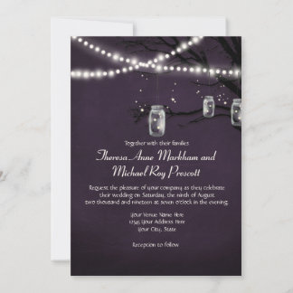 String of Twinkle Lights Rustic Outdoor Night Tree Invitation