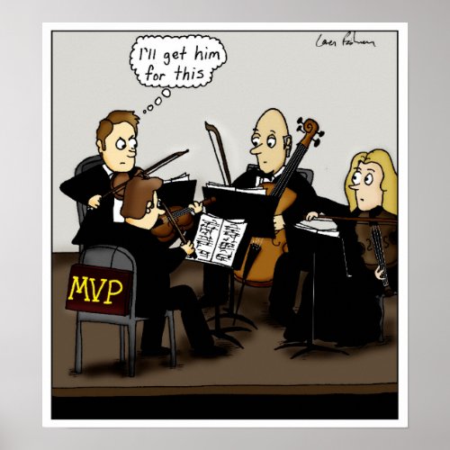 String Quartet MVP Classical Music Cartoon Poster
