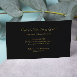 String Quartet Professional Musician Black Gold Business Card