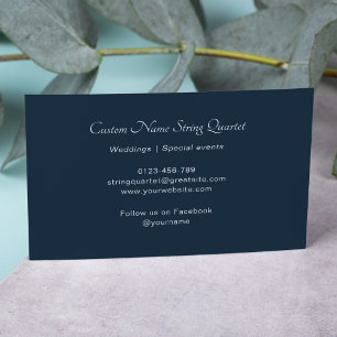 String Quartet Professional Musician Navy Blue Business Card