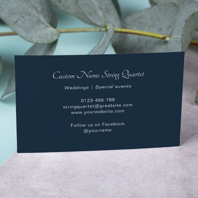 String Quartet Professional Musician Navy Blue Business Card (Creator Uploaded)