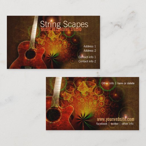 Customizable String Scapes Guitar Fractal Business card