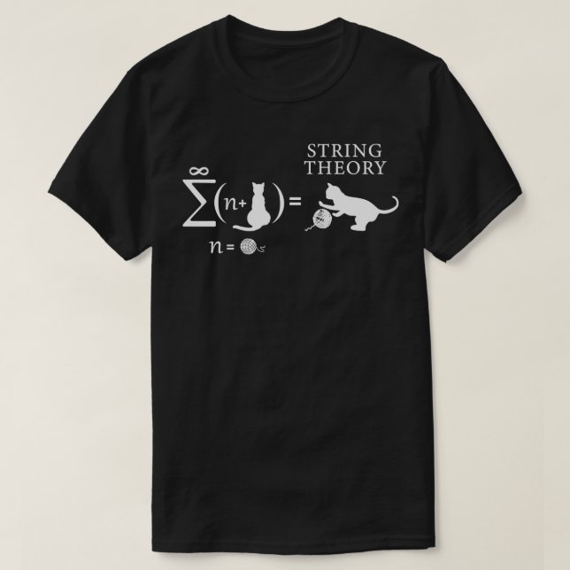 String Theory Cat And Yarn Sarcastic Science Humor T-Shirt (Design Front)