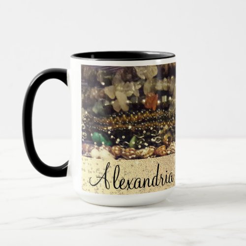  Stringed Beads Crystals and Shells Personalized Mug