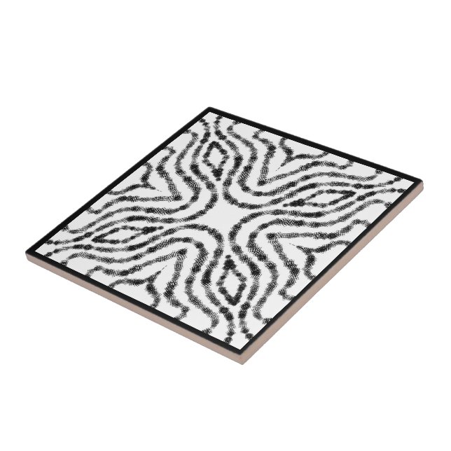 Stringed Black Spotted Boxes On White Modern Art Ceramic Tile (Side)