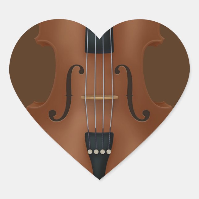 Stringed Musical Instrument Cello Violin Viola Heart Sticker (Front)