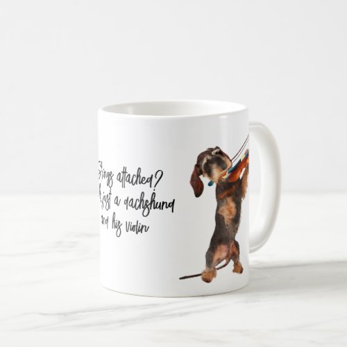 Strings Attached Wirehaired Dachshund and Violin Coffee Mug