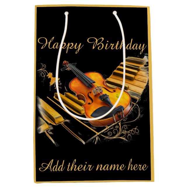 Strings & Keys,Happy Birthday_ Medium Gift Bag (Front)