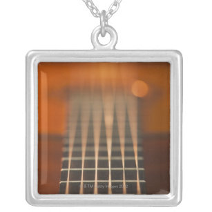 Strings of Acoustic Guitar Silver Plated Necklace