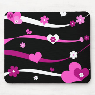 Strings of hearts and flowers mouse pad