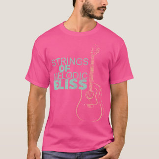 Strings Of Melodic Bliss Line Art Of Acoustic Guit T-Shirt