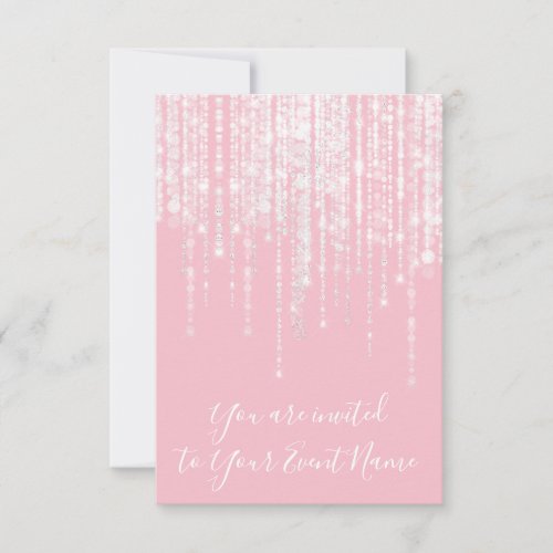 Strings Pink Sweet 16th 15th Bridal Spark Girly Invitation