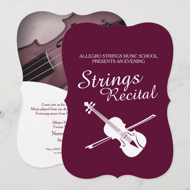 Strings recital violin classic music invitation (Front/Back)