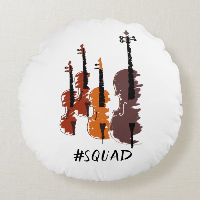 Strings Squad Music Instruments Round Pillow (Front)