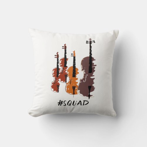 Strings Squad Music Instruments Throw Pillow