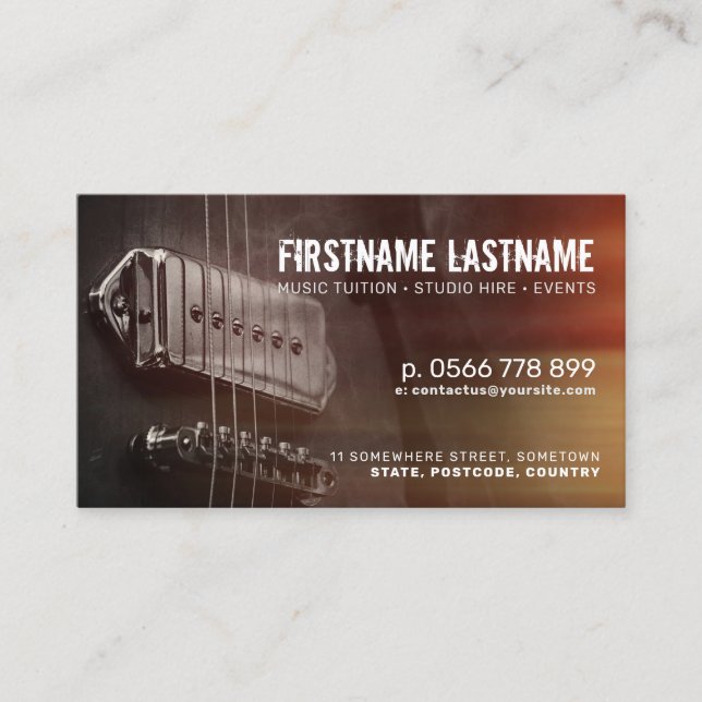 Strings Studio Grunge Guitar Business card (Front)