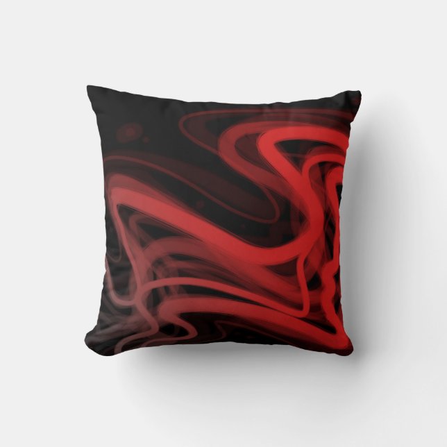 Stringy Red Abstract Throw Pillow (Front)