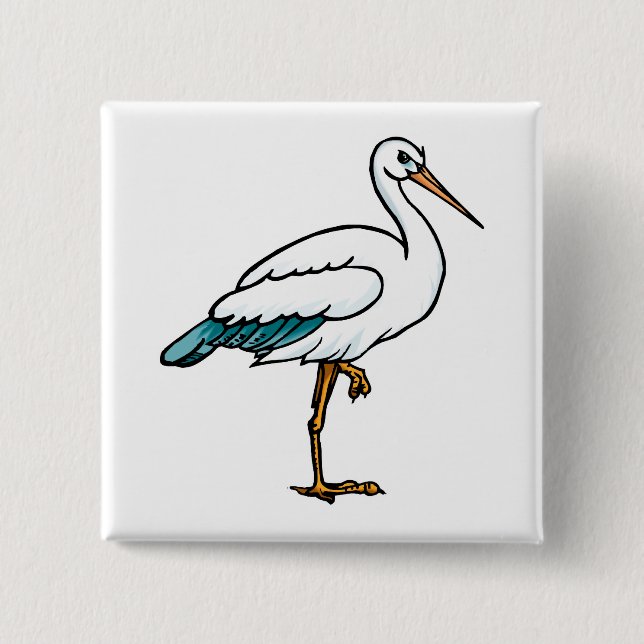 Stringy Stork Pinback Button (Front)