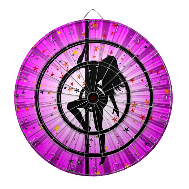 Strip Dance Girl Glowing Darboard Dartboard With Darts (Front)