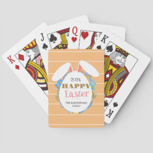 Strip Floral Simple Elegant Easter Bunny Family Poker Cards