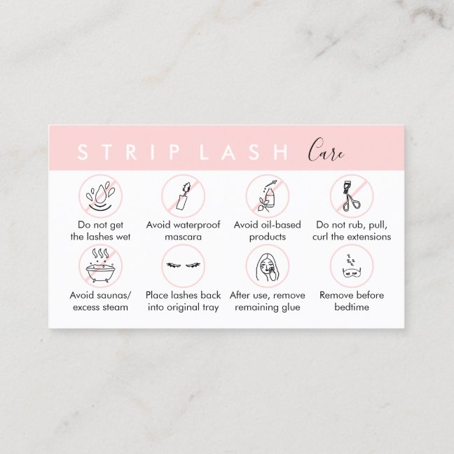 Strip Lash Aftercare Business Card