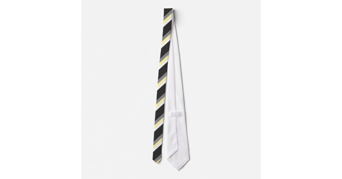 Strip of stripes grey grey gray yellow yellow neck tie | Zazzle