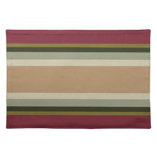 Stripe Accents With Burgundy Cloth Placemat