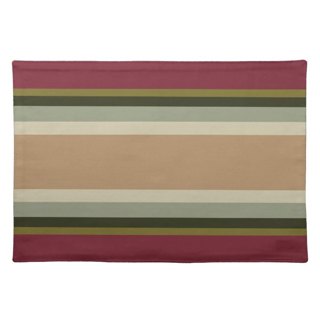 Stripe Accents With Burgundy Cloth Placemat (Front)