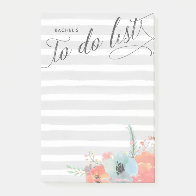 Stripe and Bloom Personalized To-Do List Post-it Notes (Front)