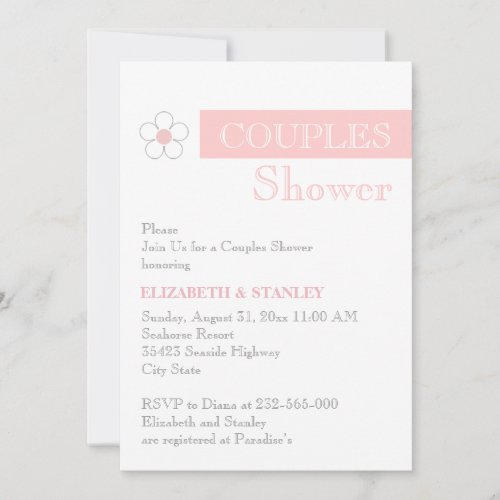 Stripe and flower pink grey wedding couples shower custom announcement