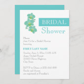 Stripe & aqua blue orchid wedding bridal shower invitation (Front/Back)
