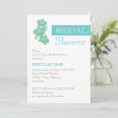 Stripe & aqua blue orchid wedding bridal shower invitation (Standing Front)