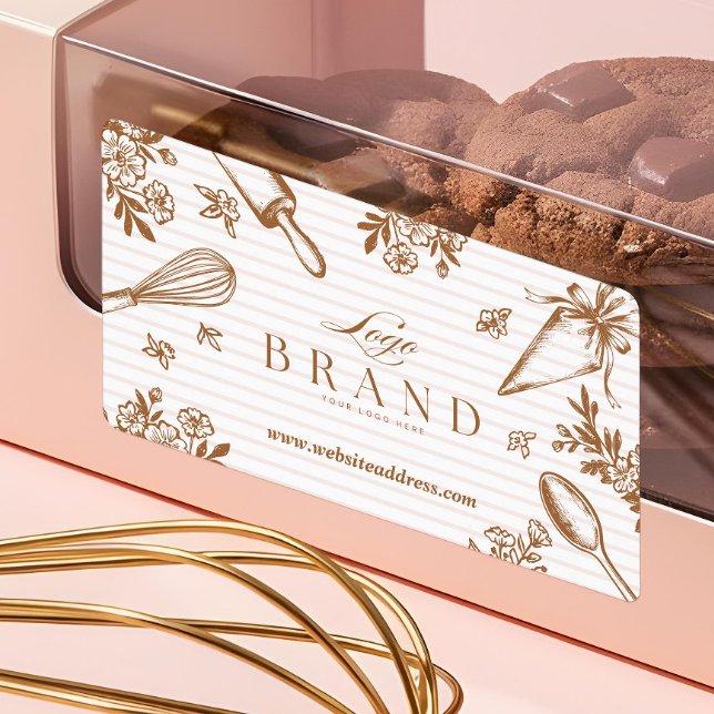 Stripe Baking Utensil Pastry Cake Bakery Shop Logo Label (Stripe Baking Utensil Pastry Cake Bakery Shop Logo Label)