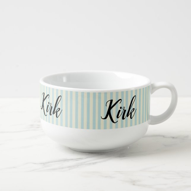 Stripe Beige White Soup Mug (Left)