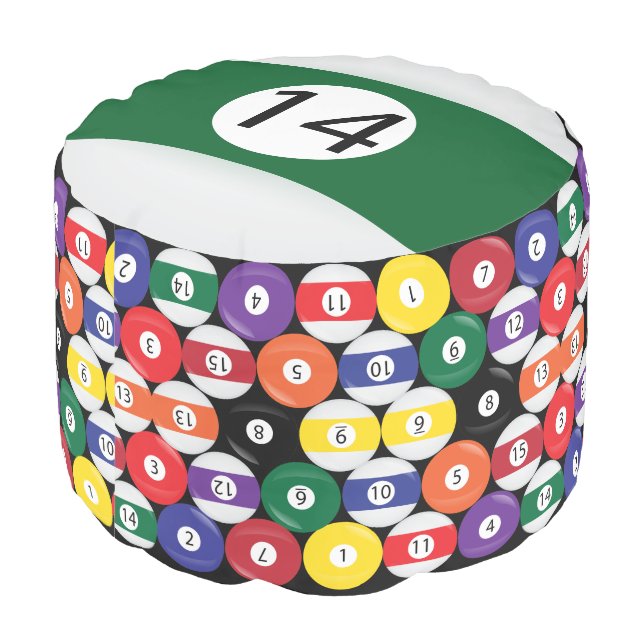 Stripe Billiard Balls #14 Collect all 15 Pouf (Angled Back)