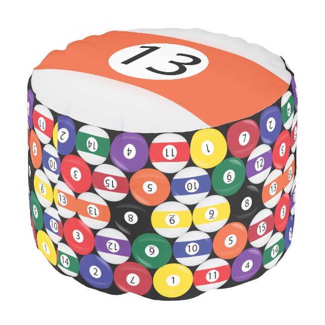 Stripe Billiards Balls #13 Collect all 15 Pouf (Angled Back)