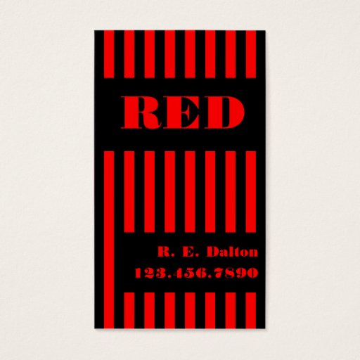 Customizable Stripe Black &amp; Red Business Cards