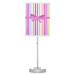Stripe Bow Pink Table Lamp