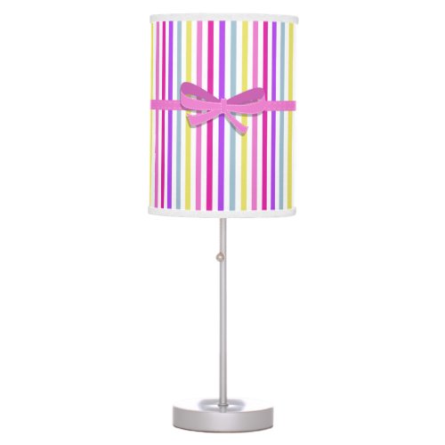 Stripe Bow Pink Table Lamp