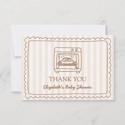 Stripe Bun in the Oven Baby Shower Thank you Card