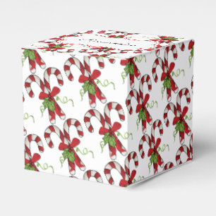 Stripe Candy Canes with Holly and Bow Favor Boxes