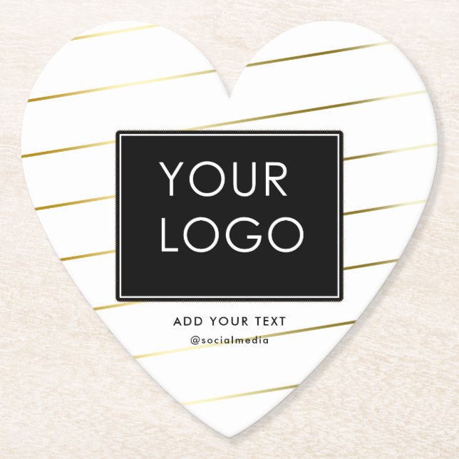 Stripe Company Business Corporate Logo White Heart Paper Coaster (Front)