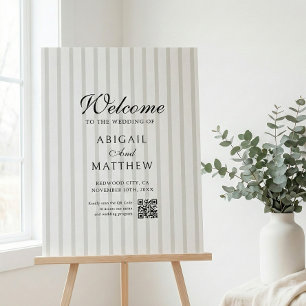 Stripe Country Club Sage Wedding Welcome Sign