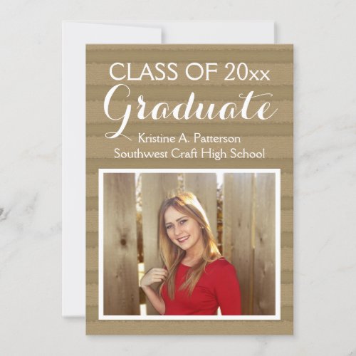 Stripe Craft Paper 1 Photo Graduation Announcement