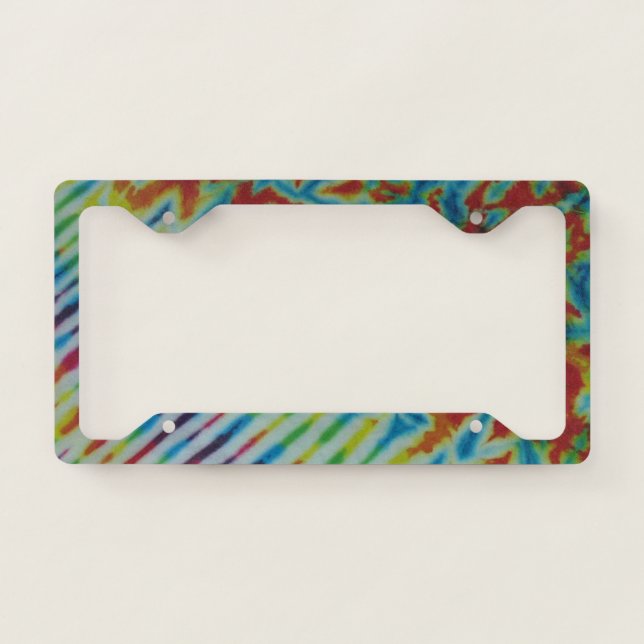 Stripe & Crinkle Tie Dye License Plate Frame (Front)