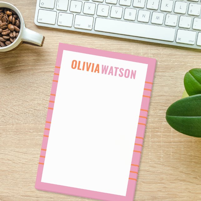 Stripe Custom Teacher Stationery Appreciation Gift Post-it Notes (Stripe Personalized Name Teacher Appreciation Gift Post-it Notes)