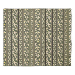 Stripe Dainty Flowers Dusty Fawn Background Duvet Cover