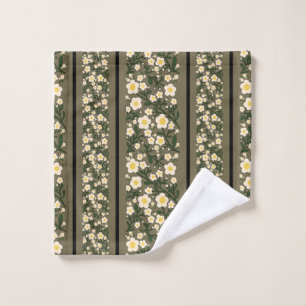 Stripe Dainty Flowers Dusty Fawn Background Wash Cloth