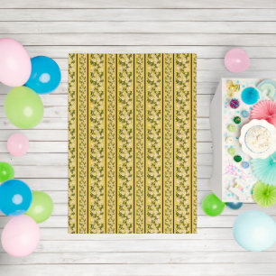 Stripe Dainty Flowers Lemon Yellow Background Rug