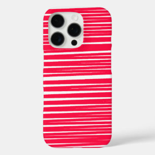Stripe Design in Red and White iPhone 16 Pro Case